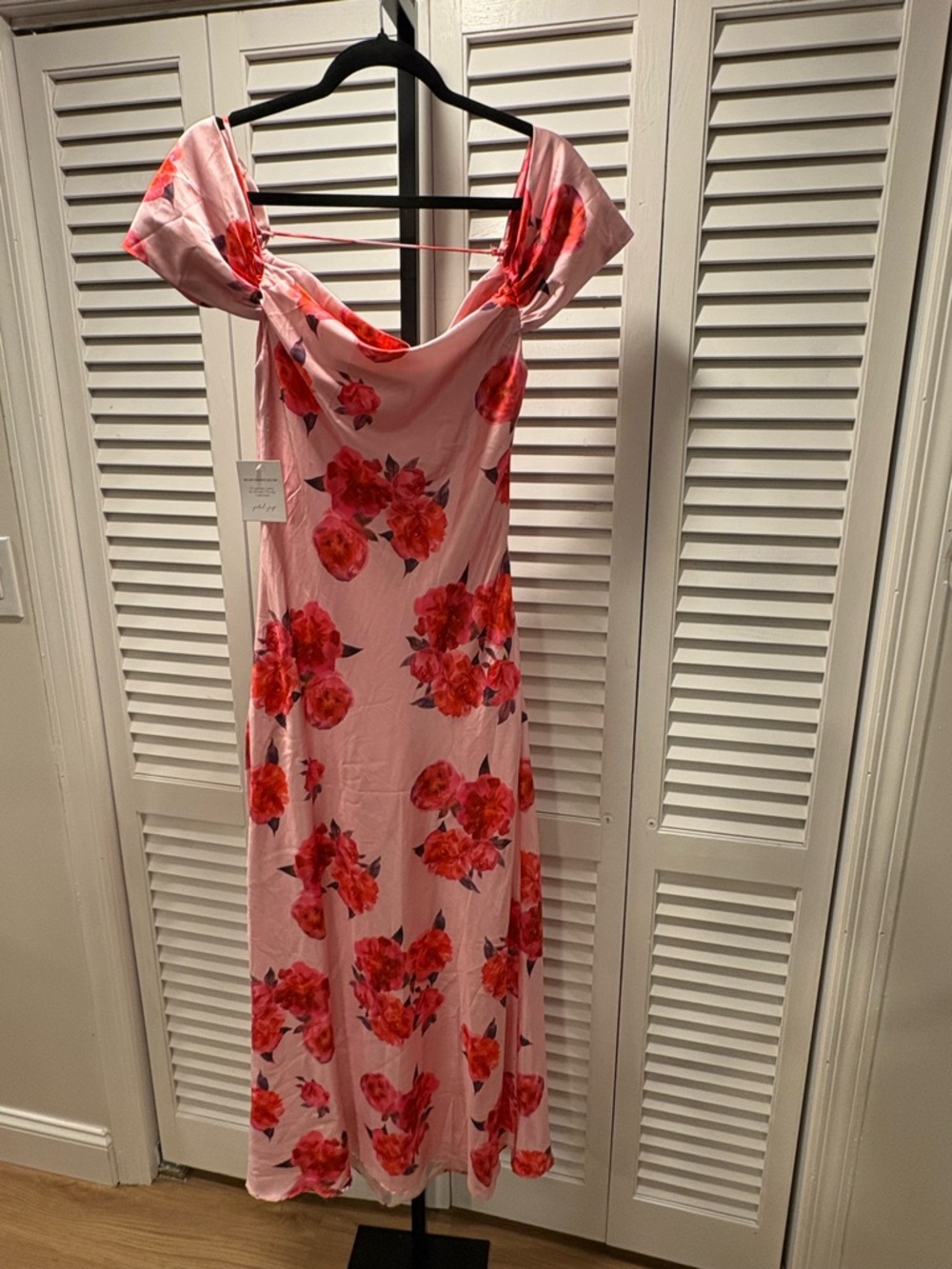 Petal & Pup Pink Maxi Dress with Red Floral Pattern - summer wedding graduation